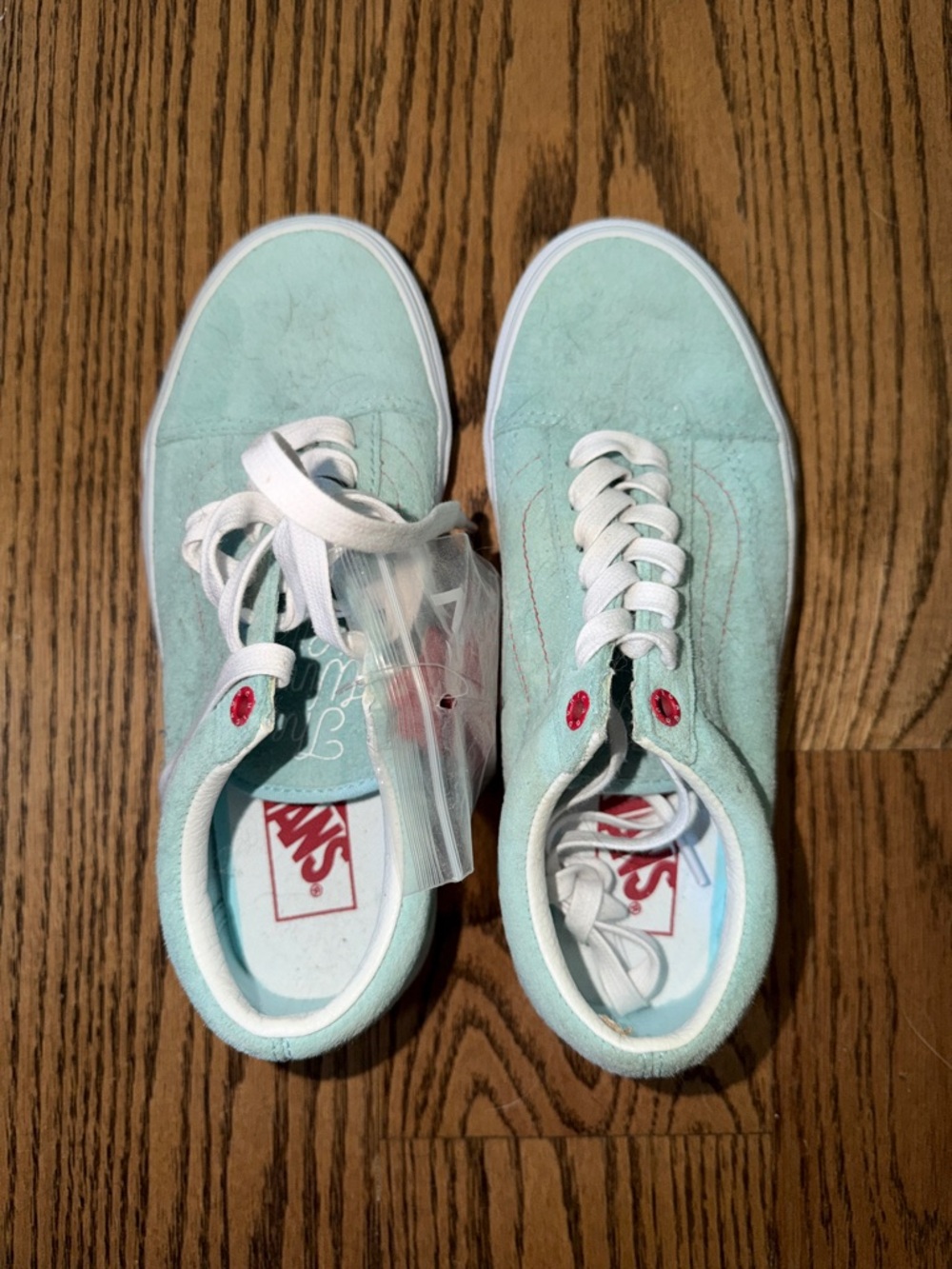 Vans Low-Top Suede Sneakers in Mint and White